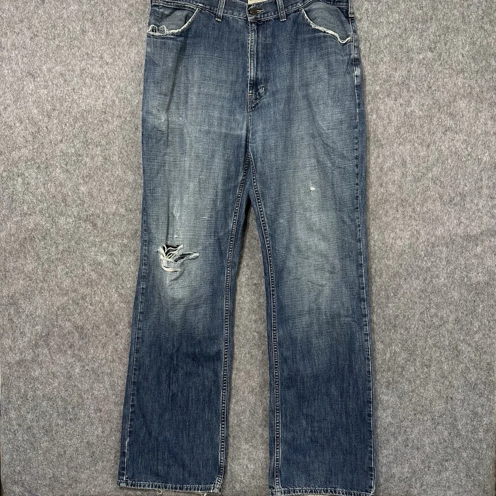 American Eagle Men's Jeans‎ 36x36 Distressed Blue Denim Straight Leg Baggy Y2K